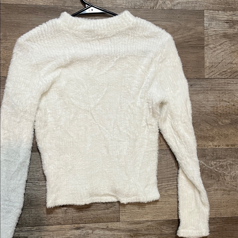 No Boundaries White Fuzzy Sweater